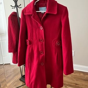 Nine West red coat with oversized buttons